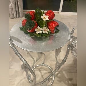 Made in Italy  Candle holder with Red Strawberry Accents.
